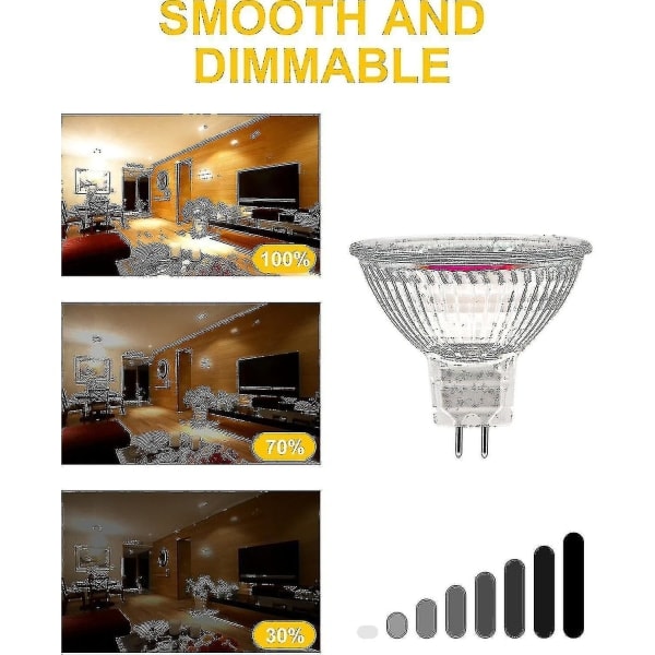 MR16 Kohdevalolamppu, 12V 20W Lamppu, GU5.3 Lamppu Himmennettävä, 2-nastainen Halogeenilamppu Lämmin valkoinen 2700K, 12 kpl pakkaus (mr16-20w-12p) [xh]