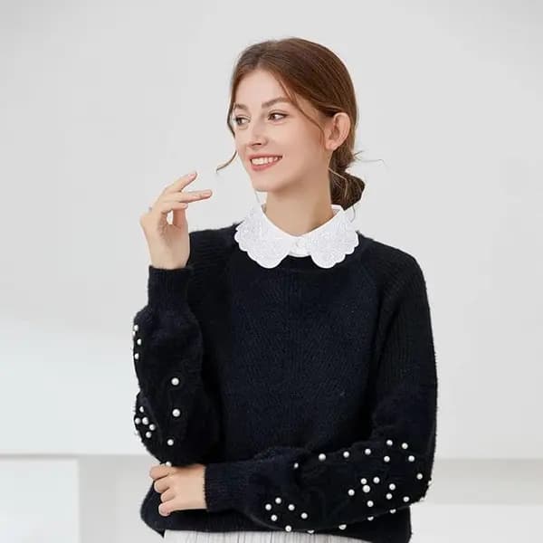 Set of 2 Women's Blouse Collars - Detachable Pointed Collar Basic - Collars for Women - Ruffles / Frills ...
