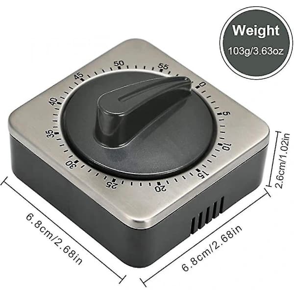 Kjøkken Timer Magnetisk 60 Minutter Opptrekkbar Mekanisk Timer Rustfritt Stål For Hjemmelaget Matlaging Ovn