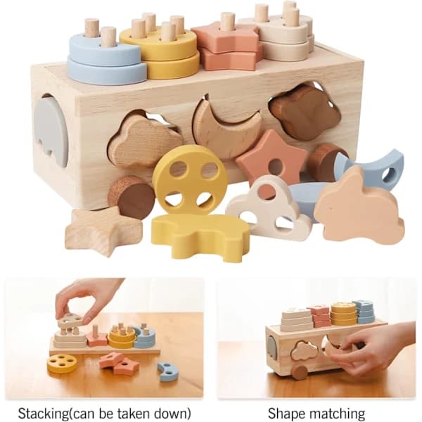 Montessori-lelut, pieni puuauto lapsille, Mo