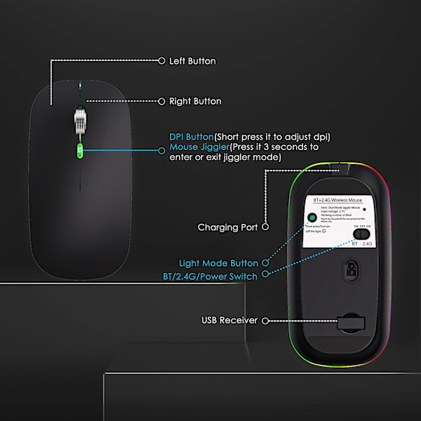TS-Mouse Jiggler Anti-hvilemodus Auto-flytt markør Virtuell Trådløs Bluetooth-mus Forhindre datamaskinlås