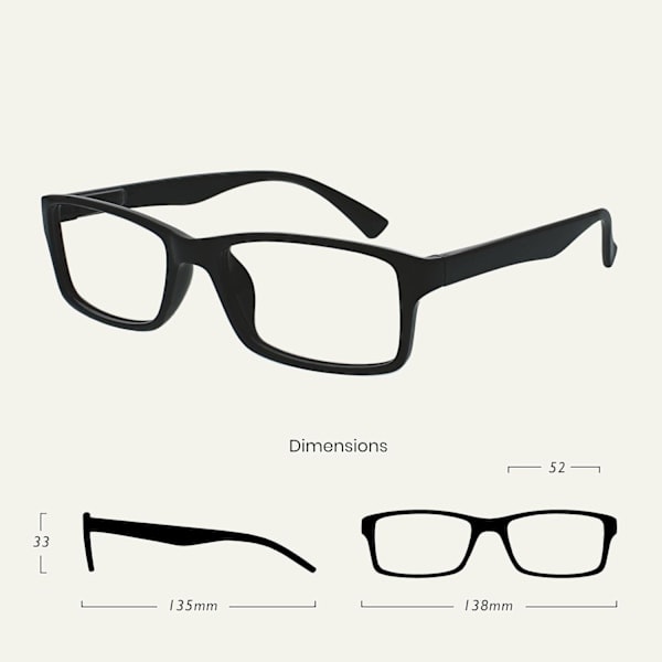 Yrityspaketti, jossa 4 mustaa design-lukulasia miehille ja naisille RRRR92-1 +2,00 Musta Black +2.00 Suurennus