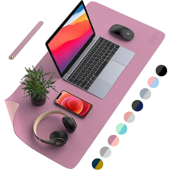 Sunrain Desk Pad Protector Mat - Dual Side Pu Läder Skrivbordsmatta Large Purple-Pink 31.5* 15.7