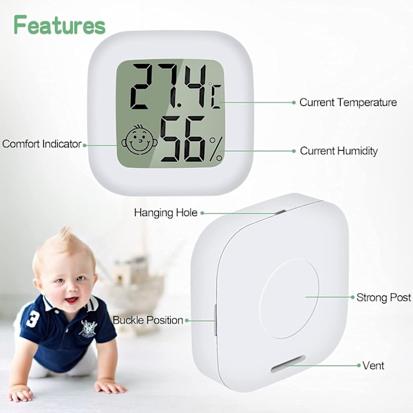Mini LCD Termometer Hygrometer Digital Inomhustemperatur Luftfuktighet