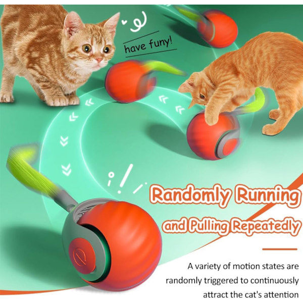 Speedy Tail 2.0 Kattleksak, Speedy Tail Kattleksak, Interaktiv Kattleksaksboll, Smarta Kattleksaker Boll, Tvåhastighetsjustering, med svans (blå+or...