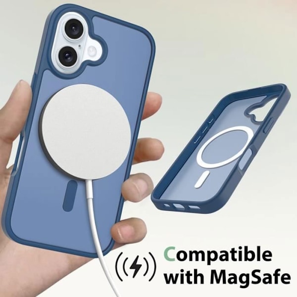 Magnetiskt cirkelhölje för iPhone 16, reptåligt och stöttåligt hybridskydd - marinblå Blue