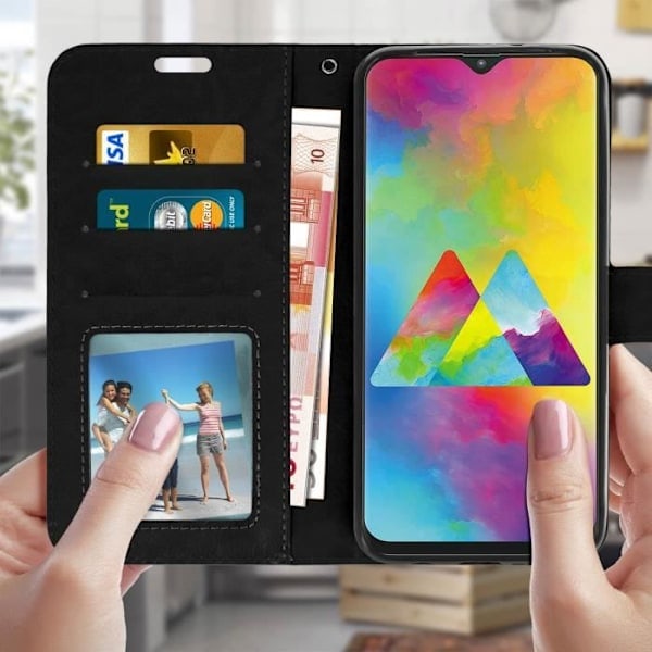 Skall til Samsung Galaxy M20 Folio Fodral Lommebok Funksjon Videostøtte Svart