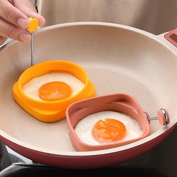 Fried Egg Mold High Temperature Resistance Flexible Double-sided Square Round Egg Frying Pan Mold Dark green