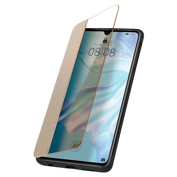 Etui til Huawei P30 Vindue Tidsvisning Videostativ Pink