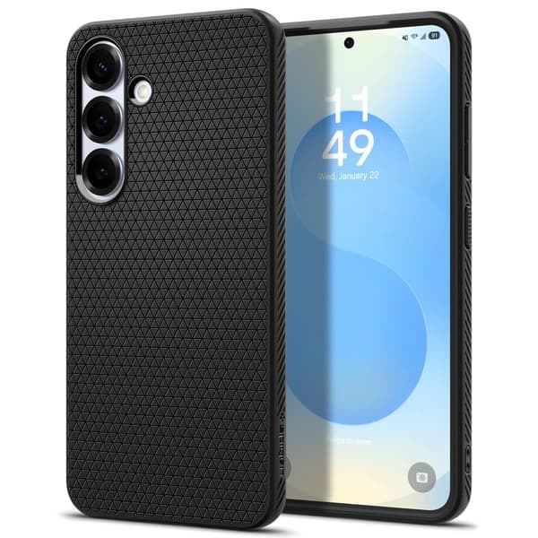 TS-Spigen Liquid Air Deksel med Støtdempende Design til Samsung Galaxy S25+ – Matt Svart