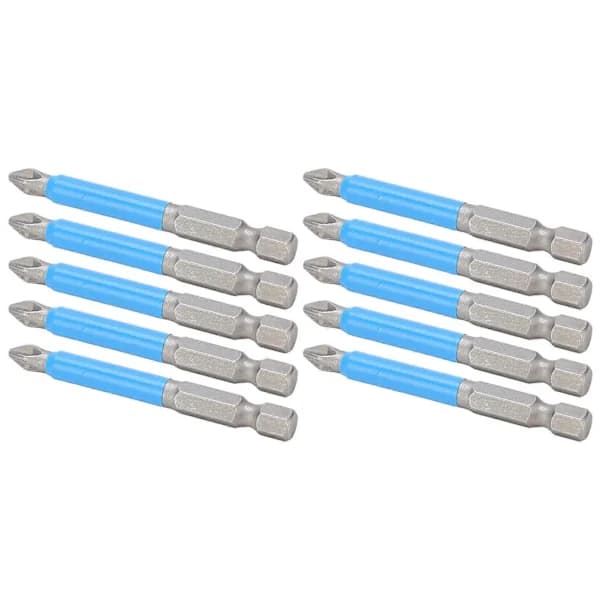 10 st 65 mm Phillips Skruvmejselbitar Set PH2 Halkfria Magnetiska Elektriska Handborrbitar