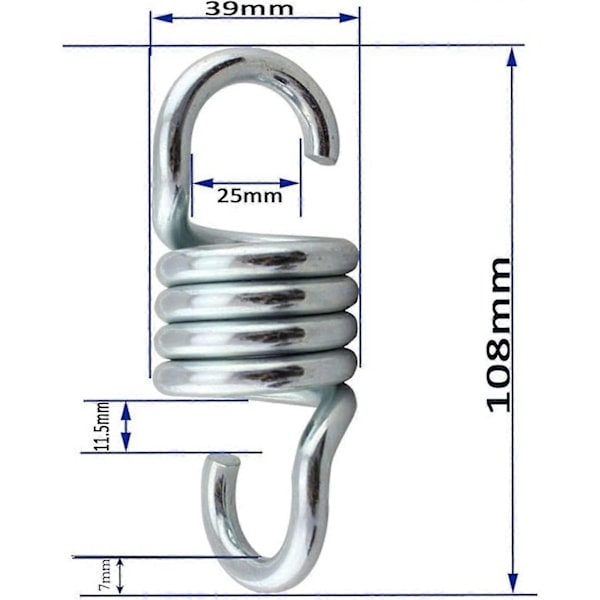 2 pcs Hammock Spring, Hanging Chair Spring, Swing Chair Spring (Silver) - Perfect