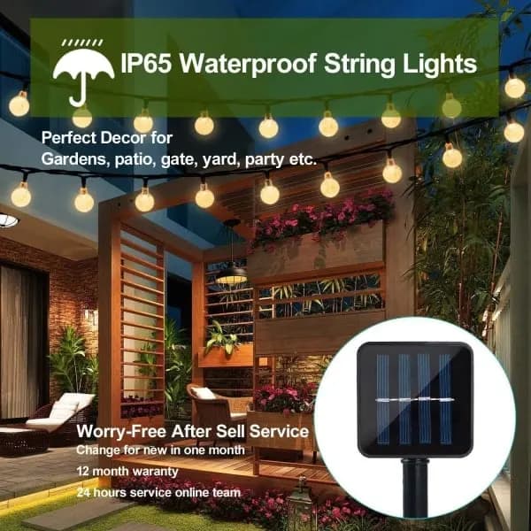 Solar Light String Bubble Ball Waterproof Outdoor Garden String, Christmas Tree String, 5m 20 Lights Bubble Ball (1.8CM) - 8 Functions_yux