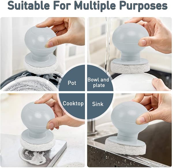 Kitchen Cleaning Hero, Dish Brush with Soap Dispenser, Ergonomic Grip for Easy Scrubbing, Scratch-Free Scrubber for Safe Kitchenware Care
