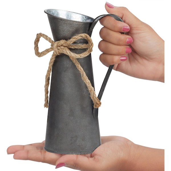 Rustik Metal Mælkekrukke - Højde 20cm - Galvaniseret Vintage Shabby Chic Lanthus Vase - Dekorativ Krukke til Hjem/Bryllupsdekoration og Haveblomster