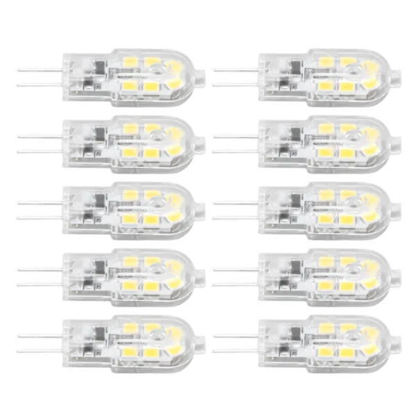 10 pcs G4 LED Bulb Brightness Dimmable High Color Rendering Transparent Shell Light Sources for Landscape Lighting DC 12V White Light
