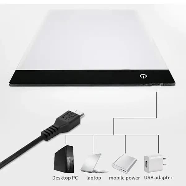 A4 LED-lysbord for tegning, lysplate med 3 lysstyrkenivåer