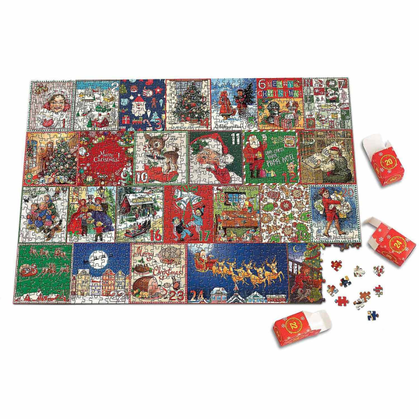 Adventskalender 2023 julepuslespil adventskalender 1000 brikker 24 dages jule-nedtællingskalender 2023 puslespil adventskalendergave til en