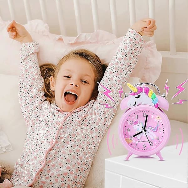 Unicorn Väckarklocka för Flickor, Söt Sovrumsinredning, Tyst, Superhög Dubbelklocka
