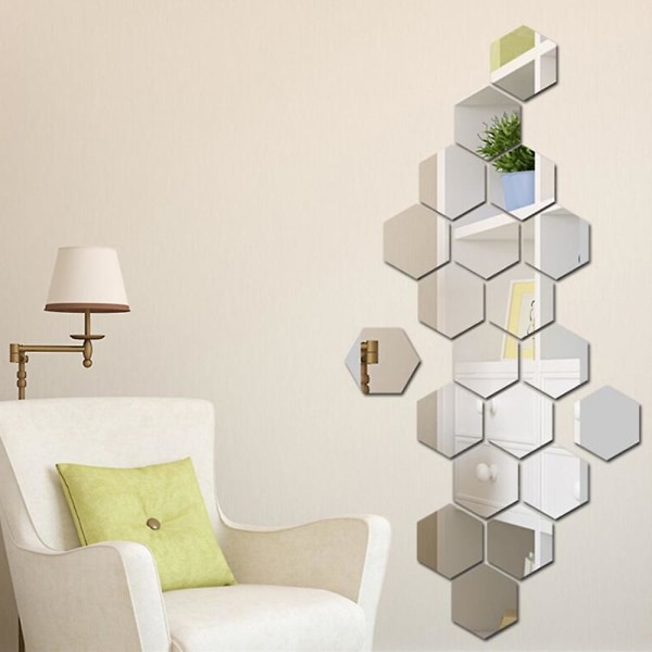 Spegelväggklistermärken, 12 st Hexagon Mirror Art DIY Hemdekorativ Sexkantig akrylspegel för hemväggdekoration