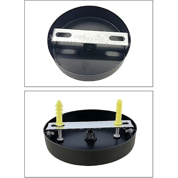 100 X 20mm Ceiling Rose, Metal Coupling, 1 Hole Round Screen - Ceiling Rosette - Matte Black, Fits All Lamps (2 pcs) -