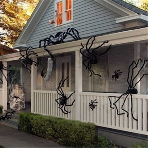 TS-50cm Svart Edderkopp Halloween Dekorasjon Spøkelseshus Rekvisitt Innendørs Utendørs Gigantisk Dekor