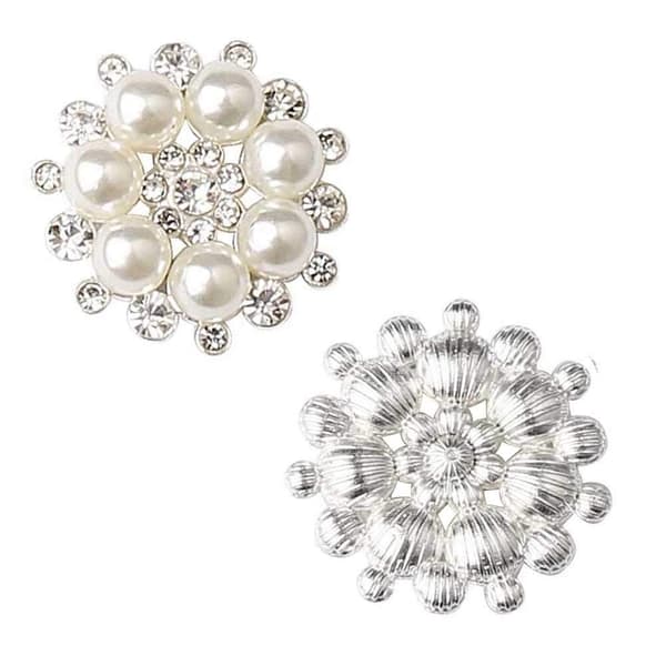 10 stk Rhinestone Perlepynt, Håndverk Perleblomst Knapper Perleblomst Dekorasjoner Runde Rhinestone Faux Perle til Dekorasjon