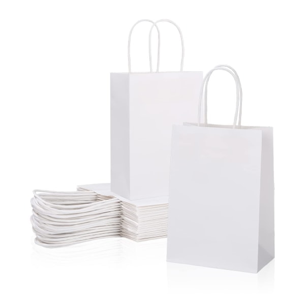 60 st papperskassar med handtag Vita presentpåsar Kraft - Perfekt