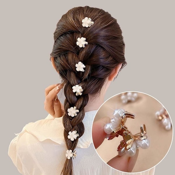 10 Små Perler, Blomster Hårklemmer Dametilbehør