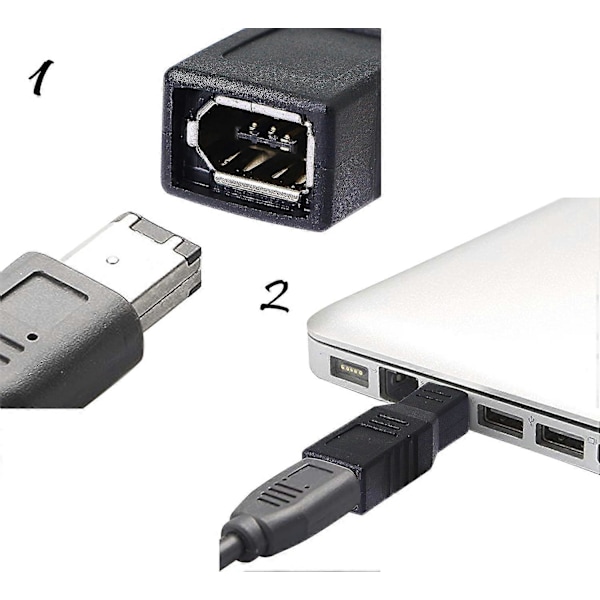 IEEE 1394 Typ FireWire 400 til 800 6-pins Hun til 9-pins Han FW 800 Han Adapter (2-pak)