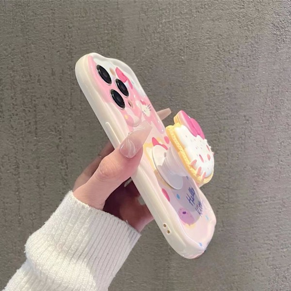 Kawaii mobilcover til iPhone - Sød katte-tegneserie TPU-cover med airbag-stativ, designet til piger og kvinder iPhone XR