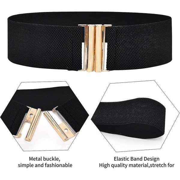 3 delar breda stretchiga bälten för kvinnor, vintage elastiska midjebälten Mode Cinch midjeband