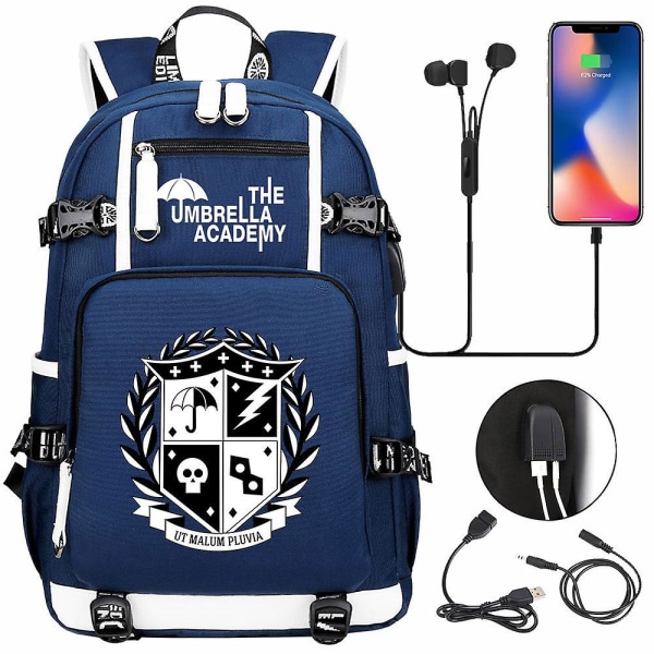 Film And Television Umbrella Academy Printing Multifunctional USB Youth School Bag#02