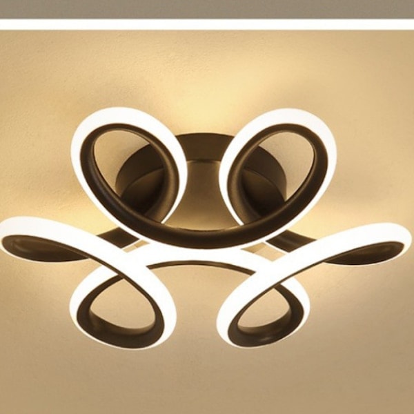 LED-taklampe, moderne buet design taklampe for hall, balkong, kjøkken, bad, soverom, 30W hvitt lys (hvit