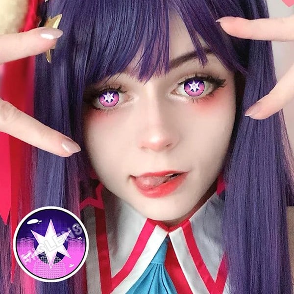 Bio-Essens 2 kpl Halloween Cosplay-kontaktlinssit, Pinkki Punainen Linssi, Moniväriset Linssit, Anime Cosplay-linssit, Trendikäs Linssi, Anime Yandere Pink 0