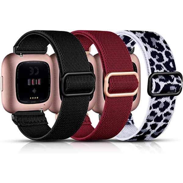 Smartwatch elastisk nylon solorem, kompatibel med Fitbit Versa / Fitbit Versa 2 rem, blød nylon justerbar urrem, dame og herre