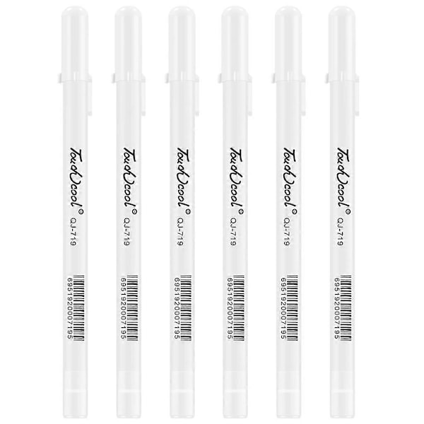 Hvide Gelpenne med Fin Spids - Gelblækpenne til Illustration og Design - Sort 15ml - Perfekt