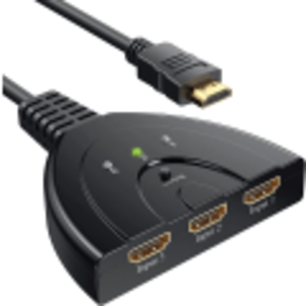 GANA HDMI-switch, HDMI-omskifter, 3 i 1 HDMI-splitter