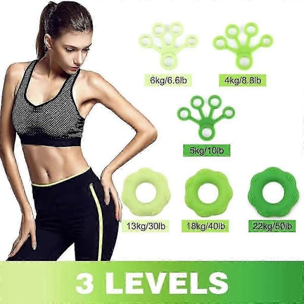 Hand Finger Exerciser, Hand Training Set, 3 Grip Rings + 3 Silicone Finger Extensors + 3 Finger Exercise Balls (9 pcs)
