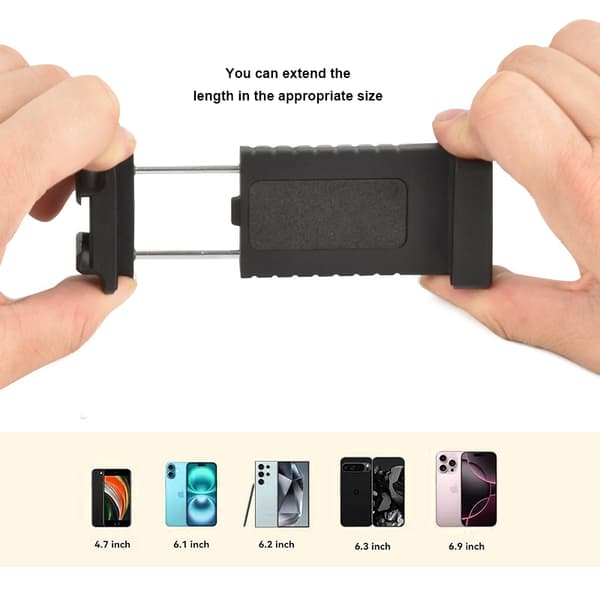 Telefonstativadapter, justerbar ABS smartphoneholder til selfies og vlogging, sort, 8,3 x 3,5 cm Black