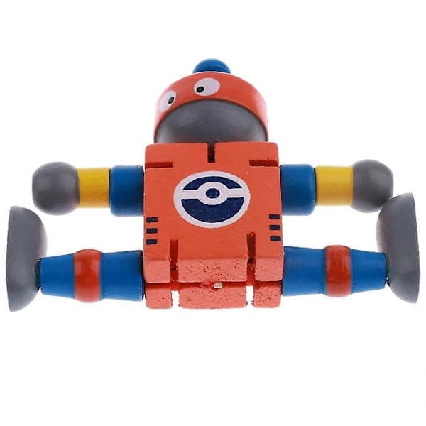 2X Træ Valnød Dukke Robotter Figur Dukke Model Børnelegetøj Orange Alder 3+