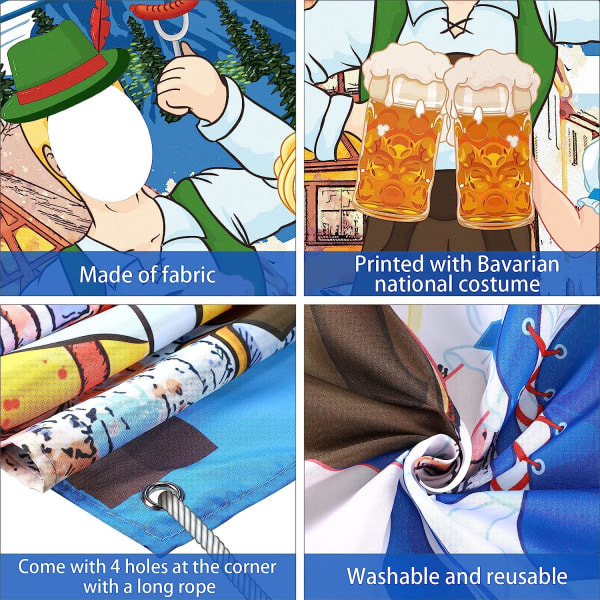 Oktoberfest-juhlatavarat Oktoberfest-valokuvarekvisiitat, 180*90cm.