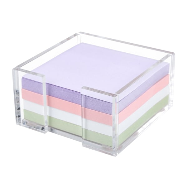 Akryl Sticky Note-Holder, 3 x 3 Klar Akryl Sticky Note-Dispenser med Pastell Sticky Notes för Sovsal och Skrivbordsförvaring