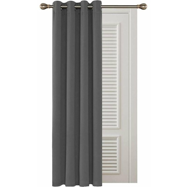 Isolerede mørklægningsgardiner, 132x160 cm (BxH), stue- og soveværelsesgardiner, moderne design, med øjer, lysegrå, 1 stk.