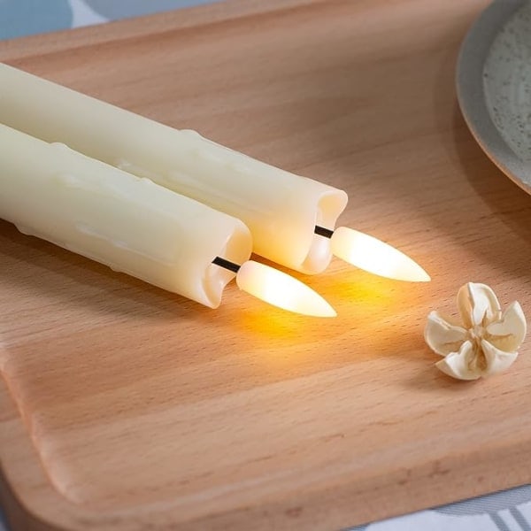 Flicker Flameless Candles, 1 Fjärrkontroll, 17 cm Ivory Batteridrivna LED Fönsterljus, Timer, Set med 6 Flamfria Vaxljus i Plast