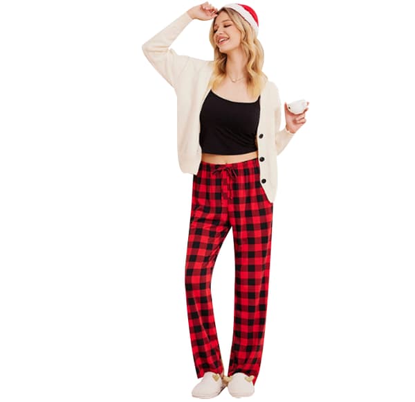 Långa pyjamasbyxor för dam, loungebyxor, sovkläder, lila purple M
