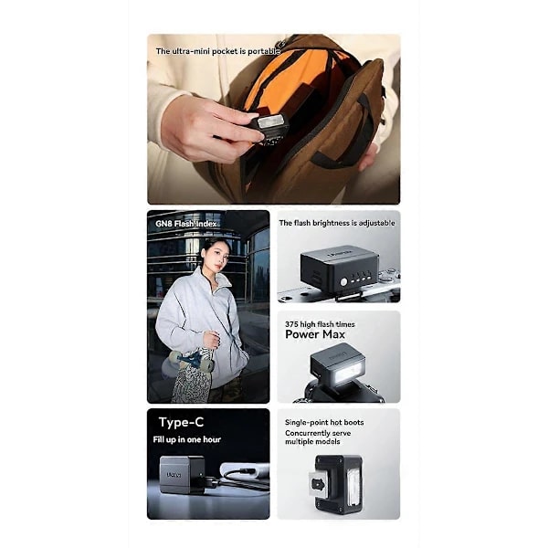 SL01 Kamerablitz 4-Hastighedsjustering SpeedLite GN8 6500K