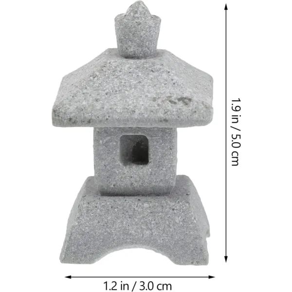Miniature Pagode Statue Sandstensskulptur til Bonsai Dekor Lysegrå[JUN]