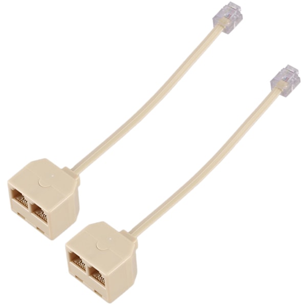 TS-2x Rj11 6p4c 2-veis Uttak Telefonkontakt Linjesplitter Adapter Beige