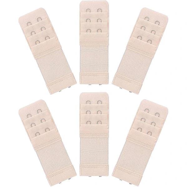 BH-förlängare, 6-pack - Elastisk förlängare - 2 hakar 3 rader Hudfärg